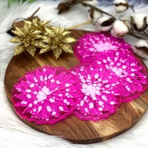 Magenta flower Resin Geode Coasters Geode coffee table decor small gift idea